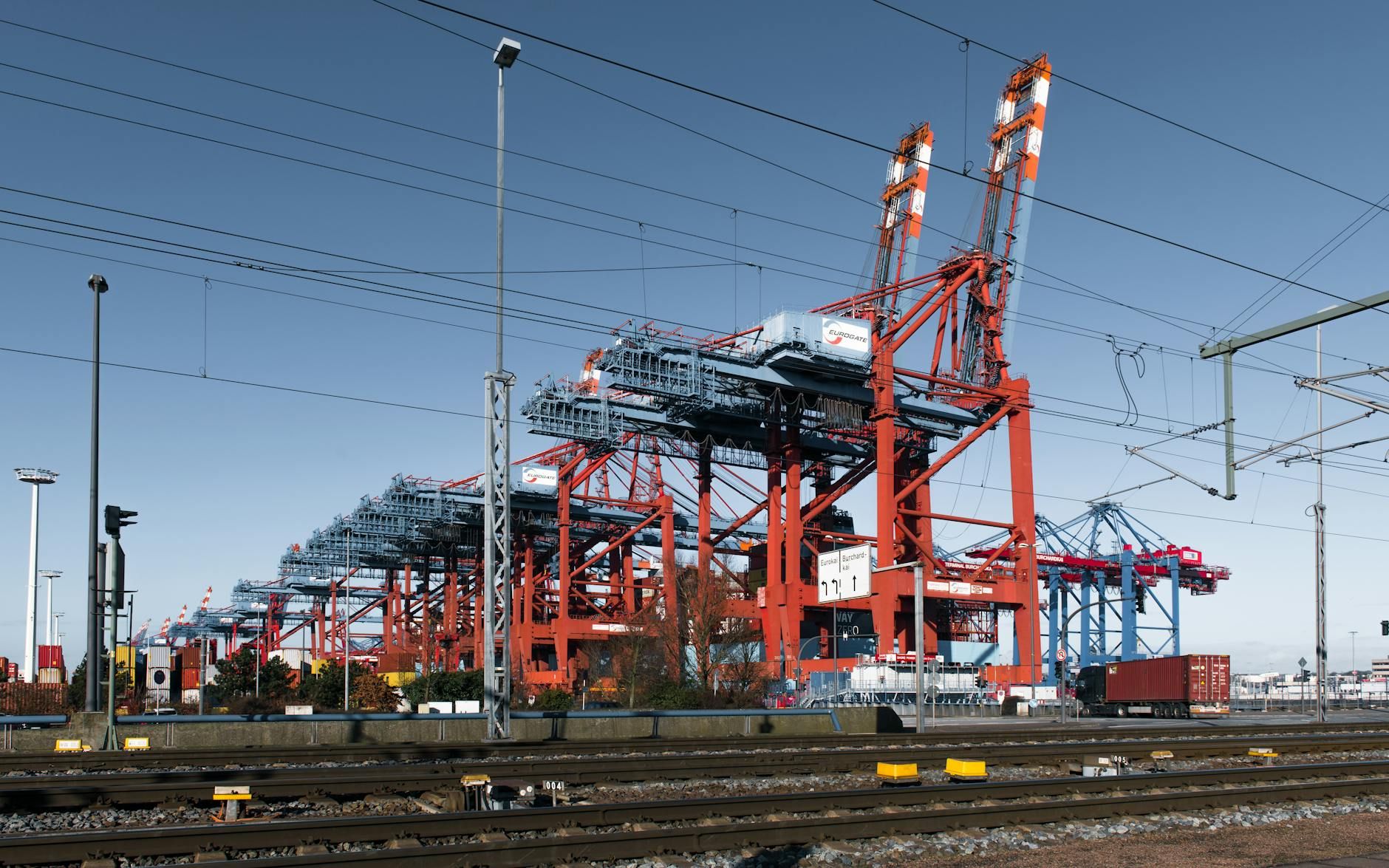 Container cranes at a port terminal