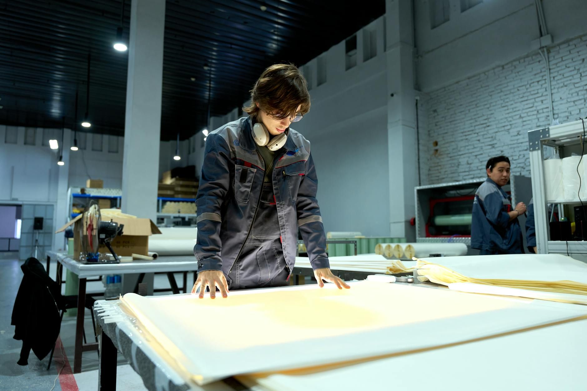 Quality control inspector examining products in a factory